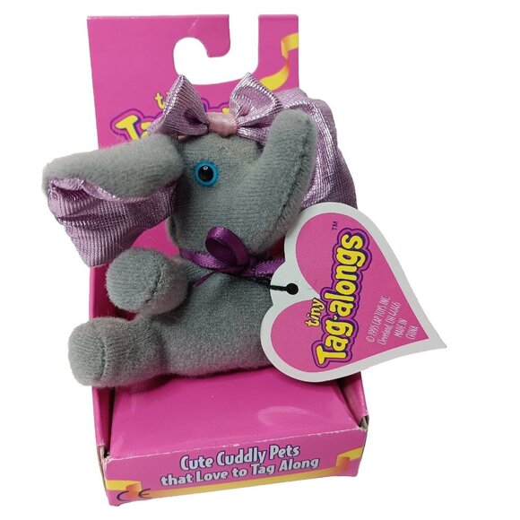 NOS Vintage Cap Toys Tiny Tag-alongs Elephant Miniature Plush Stuffed Toy - Picture 1 of 10